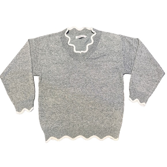 MISSLOOK Sweaters - Women's M Wool Sweater Miss Look, Vintage green Heathered, Scallop Finish boho
